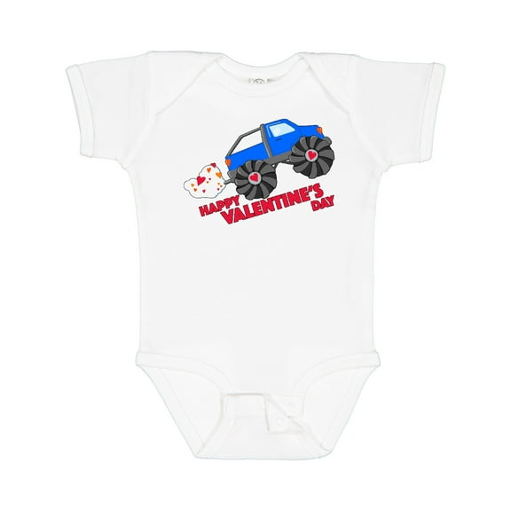 Inktastic Happy Valentine's Day-monster Truck Boys or Girls Baby Bodysuit