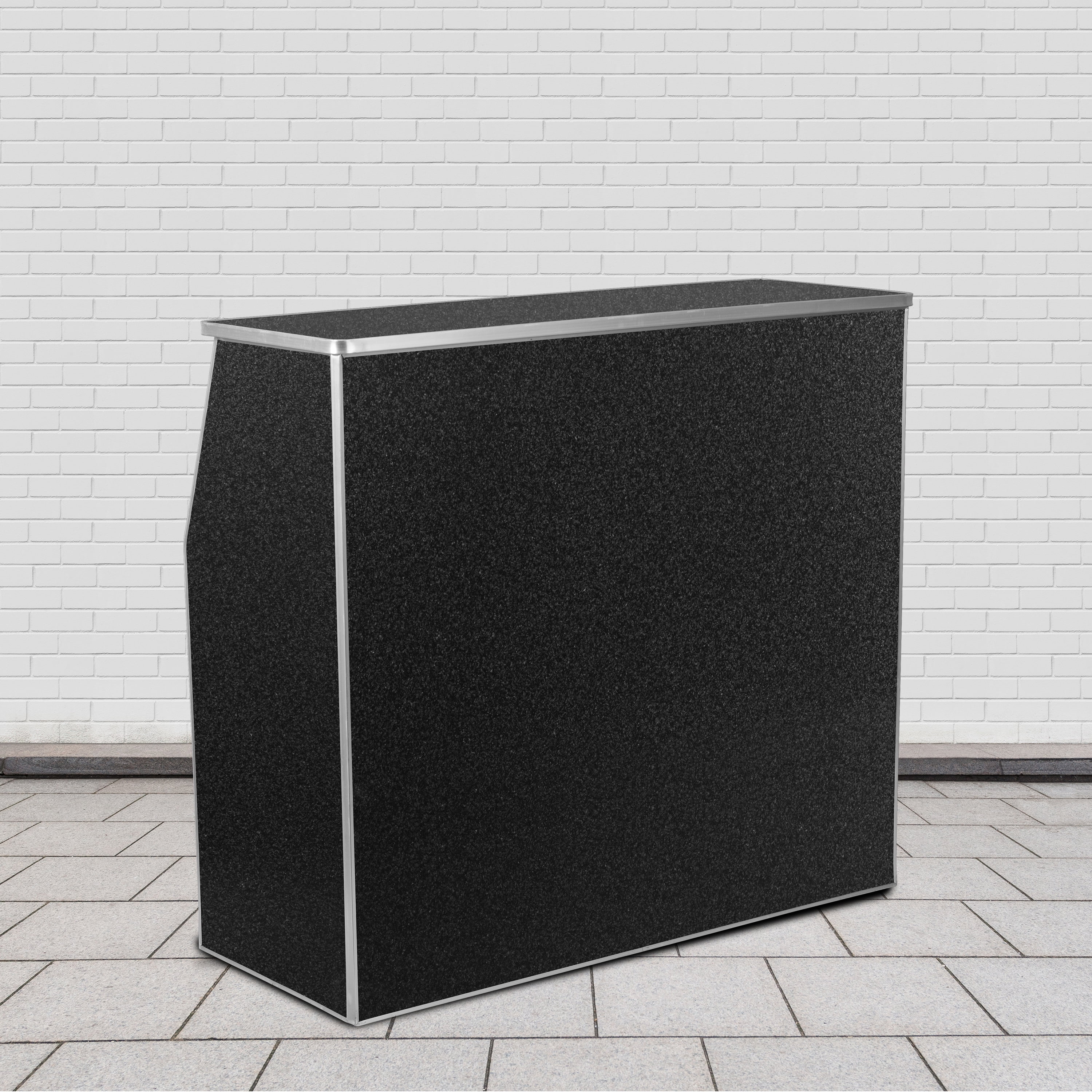 Flash Furniture Amara 4' Folding Portable Event Bar with Top and Middle Shelves, Black
