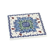 Blue Rose Polish Pottery Garden Tulip Tile