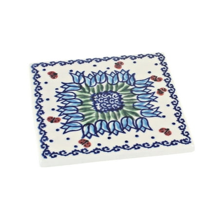 Blue Rose Polish Pottery Garden Tulip Tile