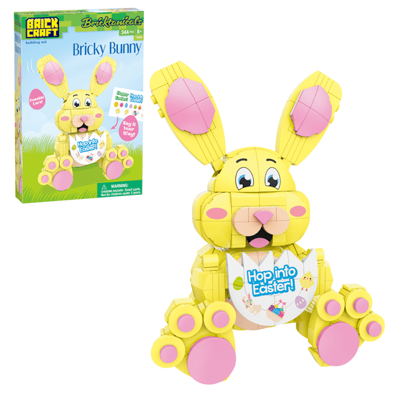 Brickcraft Bricktanicals Bricky Bunny Building Kit - Easter Bunny Toy, Customizable Stickers, Collectible Display, Spring Gift