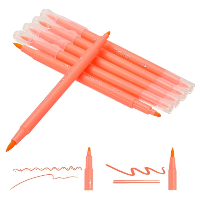 Uxcell Marqueurs à Double Pinceau, Pointe Fine pour la Peau et Stylo à Pointe Pinceau pour Colorier, 6 Pcs