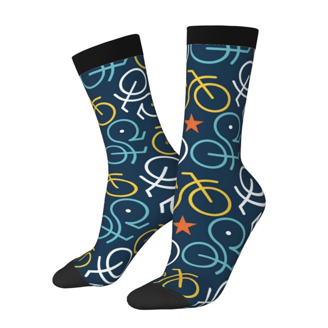 Balery Bicycle Colorful Calcetas Largas con Estampado para Hombre y Mujer – Suaves y Transpirables, Talla Única (US 5-11)