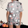 thumbnail image 6 of Ruyelune Gray Women's Pajamas Sets Print Short Sleeve Top, Drawstring Soft Vacation Sleep Shorts 2XL, 6 of 8