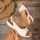 thumbnail image 5 of Sandalias de Cuña de Cuero de Estilo de Tacones Blancos Del Dedo Del Pie Cerrado, Tacones Negros Cerrado Del Dedo Del Pie Más Tamaño Abierto de la Hebilla de la Espalda, 5 of 9