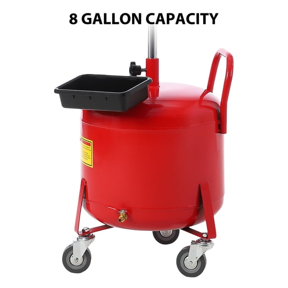 GloryStar 8 Gallon Oil Drain Tank, Fluid Fuel Transfer Tank, Portable Oil Drain Container, Air Operated Drainer with Wheels