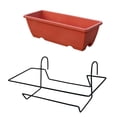 thumbnail image 1 of Balcony Plant Trough with Tray and Rack – Plastic Rectangular Hanging Flower & Vegetable Planter, 1 of 6
