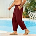 thumbnail image 4 of DPTALR Men's Boho Solid Color Casual Pants Elastic Waist Multi-Pocket Loose Trousers,Wine,XXL, 4 of 8