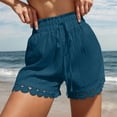 thumbnail image 2 of Bmisegm Womens Casual Shorts Lace Beach Relaxed Drawstring Tie Loose Bottoms Daily Women's Shorts BU3 M, 2 of 5