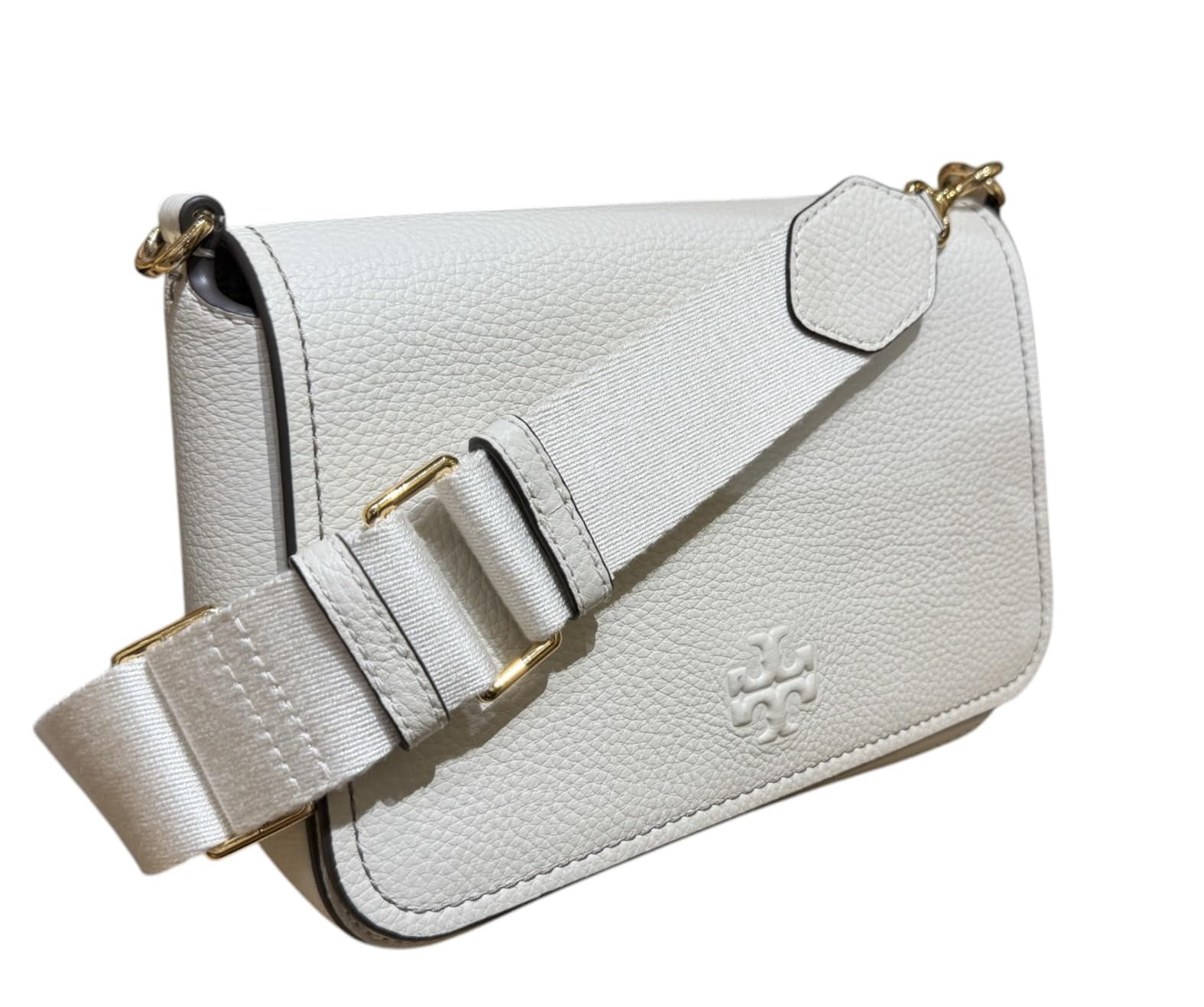 Tory Burch Women's Pebbled Leather Thea Flap Crossbody Shoulder Bag (New Ivory)