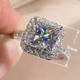 thumbnail image 2 of Pretty Princess Cut Cubic Zircon 925 Silver Ring Women Jewelry Sz 6-10, 2 of 9