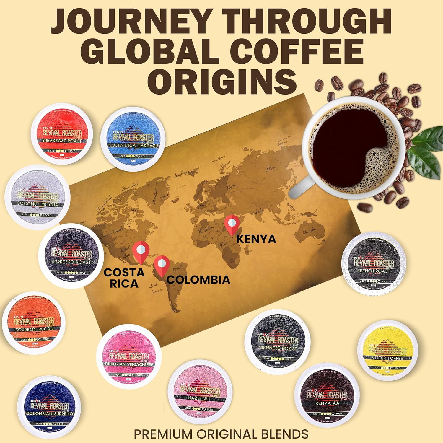 Revival Roaster Ethiopian Yirgacheffe K Cups 96 Count