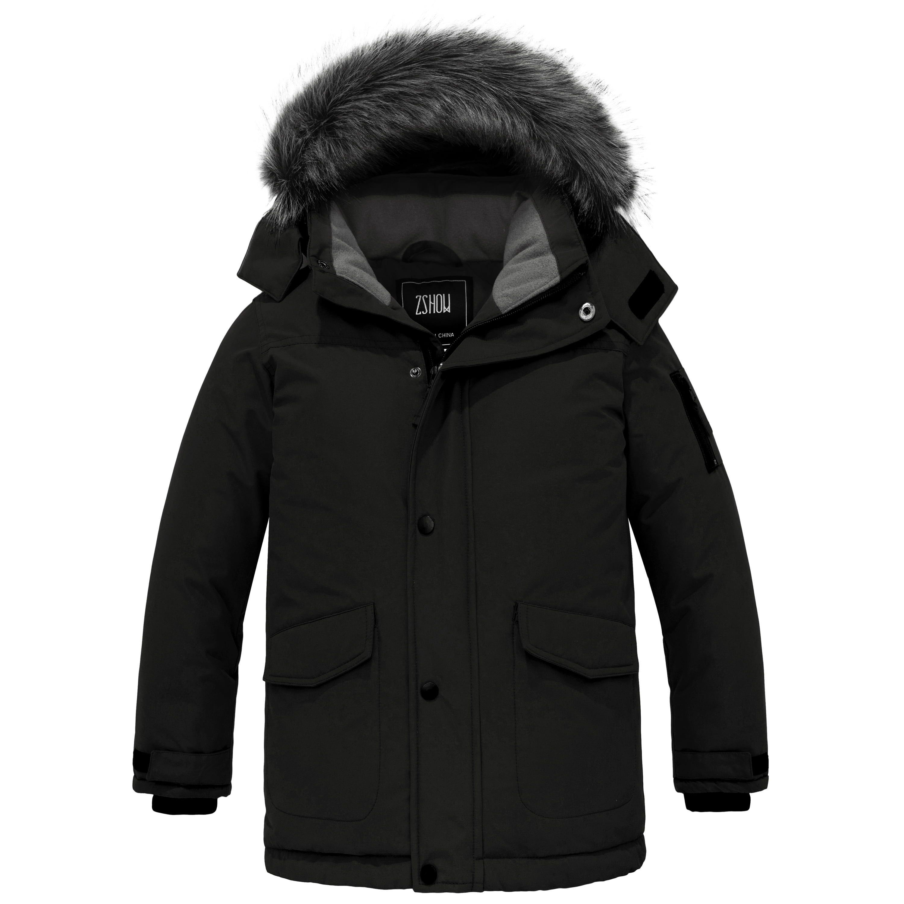 ZSHOW Boys Hooded Puffer Jacket Thick Padded Winter Coat Windproof Parka 