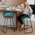 thumbnail image 2 of Andeworld 26'' Bar Stools with Woven Back set of 2, Modern Velvet Barstools with Upholstered Seating, Counter Height Barstool in U-Footrest, Gray, 2 of 7