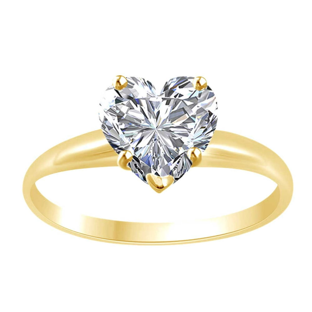 Jewel Zone US Heart Shape White Cubic Zirconia Solitaire Engagement