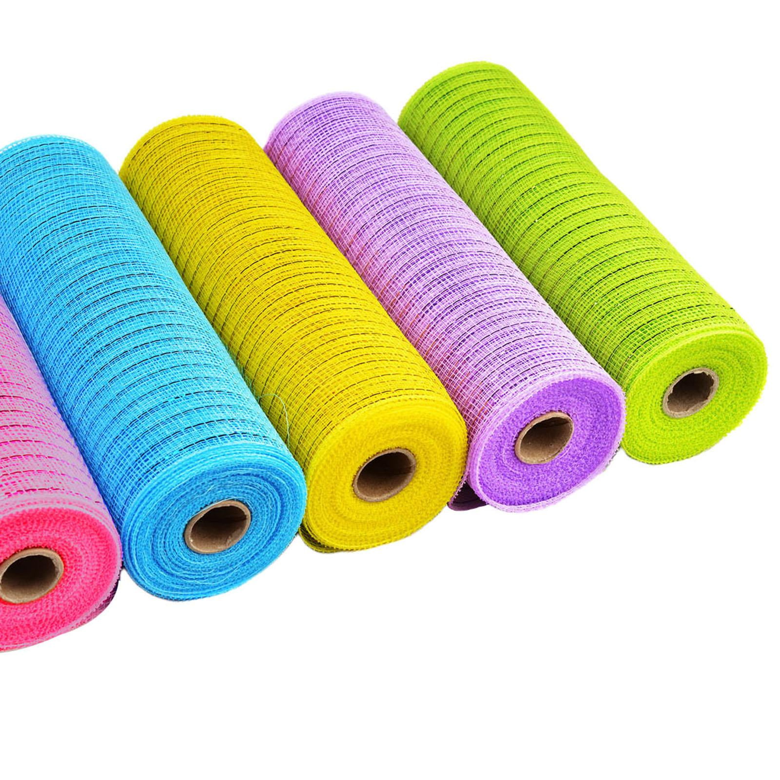 FVDPWYE 5 Rolls Easter Deco Poly Mesh Rolls Easter Ribbons Pink/Blue/Yellow/Purple/Green