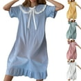 thumbnail image 2 of Fengactive Pajamas Dress for Women Nightgown Babydoll Long Sleeve Sleepwear Ruffle Hem Vintage Loungewear, 2 of 5
