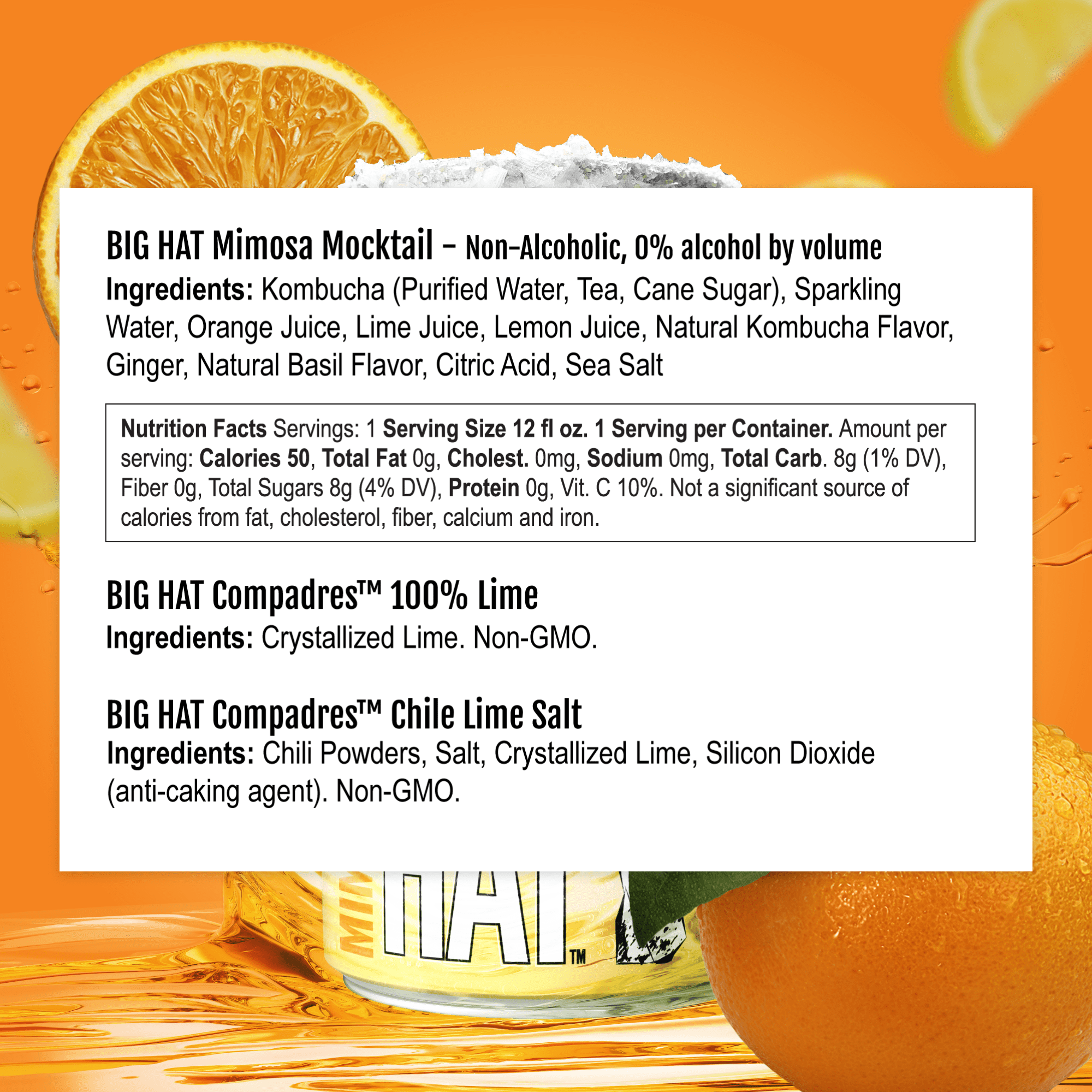 BIG HAT Mimosa Mocktail, Non-Alcoholic 4 Pack, 12 fl oz Cans