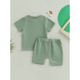 thumbnail image 4 of Bagilaanoe 2pcs Toddler Baby Boys Short Pants Set Contrast Color Short Sleeve T-Shirts Tops + Shorts 6M 12M 18M 24M 3T Kids Casual Summer Outfits, 4 of 8