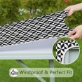 thumbnail image 6 of Black White Geometric Checkered Pattern Square Fitted Tablecloth with Elastic Edge,Square Table Cover,Washable Elastic Table Cover for Home Kitchen Party Decor 34"x34", 6 of 6
