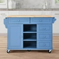Kitchen Cart with Rubber Wood Desktop Rolling Mobile Kitchen Island