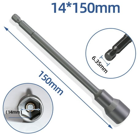 

150mm Long 6mm-19mm Hexagon Nut Driver Drill Bit Socket Wrench Extension Sleeve
