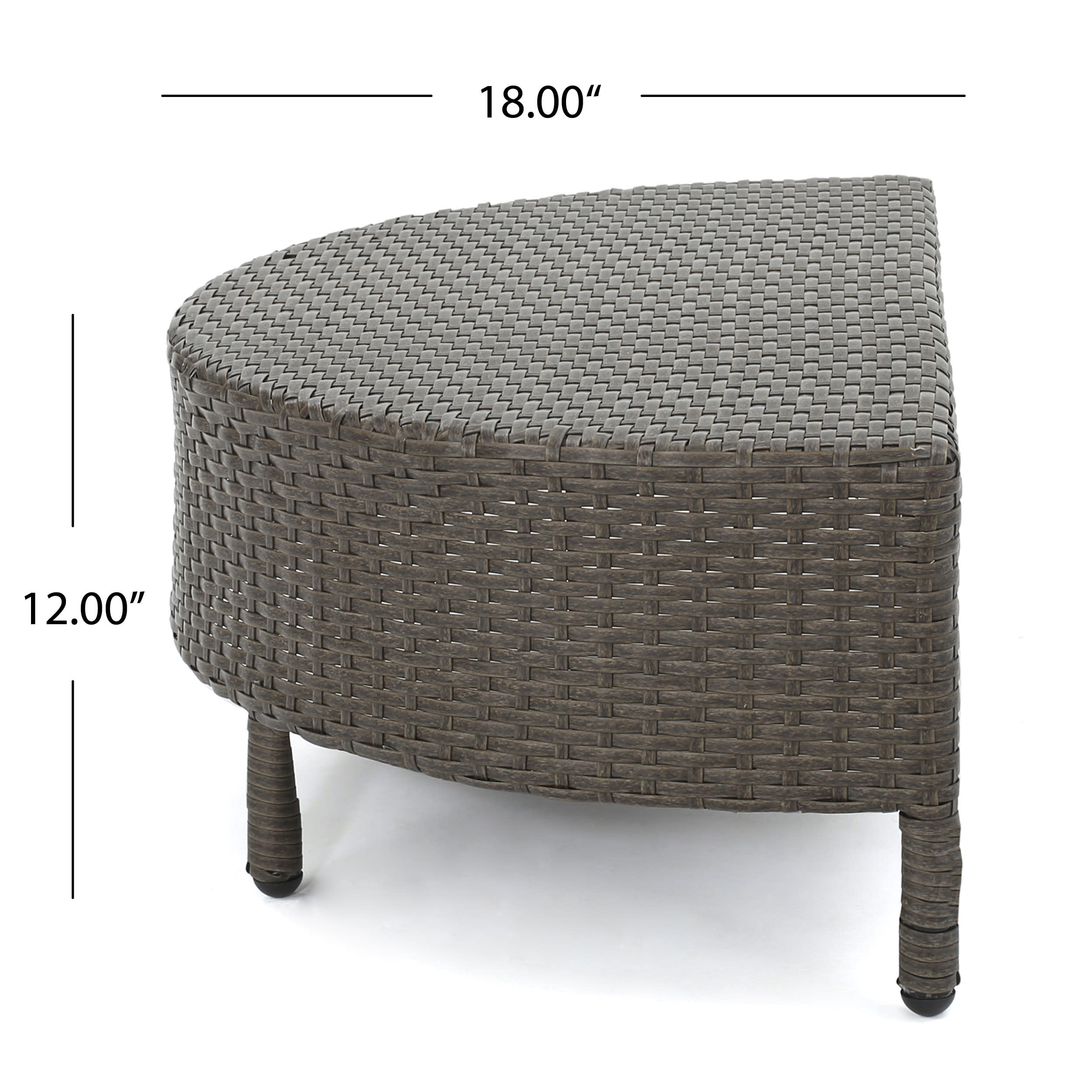Adelina Wicker Outdoor Half-Round Coffee Table, Brown