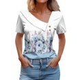 thumbnail image 2 of SDNall T-shirt Décontracté à Manches Courtes Imprimé Printemps/été pour Femmes avec Boutons, 2 of 9