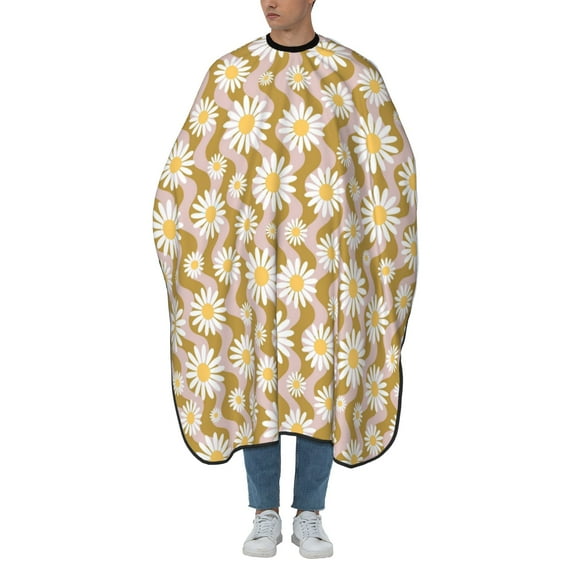 ZICANCN Hair Cutting Cape for Adults, Yellow Daisy Floral Cape Salon Barber Cape for Hair Stylist Shampoo Capes Waterproof 55x66 IN