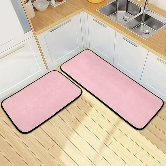 Ryvnso Solid Pink Kitchen Rugs Set Non Slip Runner Mats for Dining Room