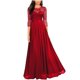 thumbnail image 1 of ¡Oferta de vestidos de fiesta! Vestidos Umfun para invitadas de boda, de encaje, patchwork, lisos, cuello redondo, manga 1/2, vestido largo, el mejor regalo para festivales, color vino, talla M., 1 of 4
