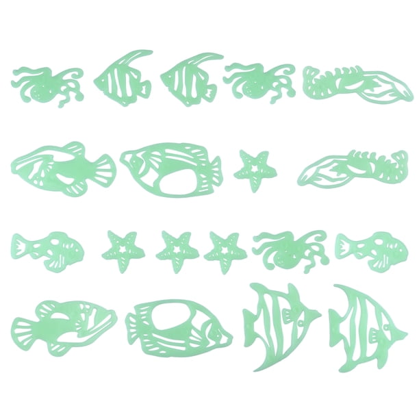 ColoMX 4 juegos de calcomanías de pared brillantes decoración de pegatinas de peces tropicales para habitación de niños