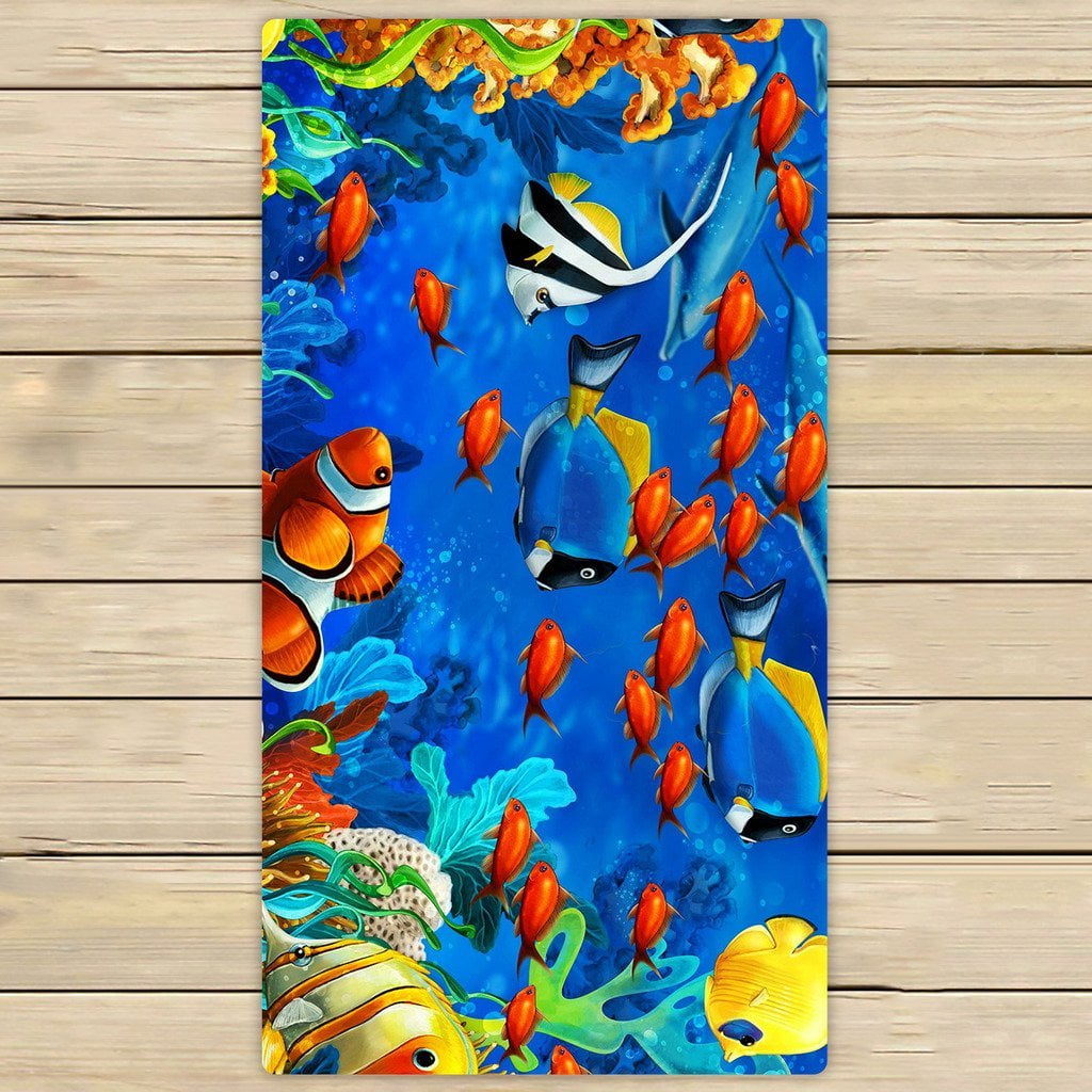 Details about   Beach Towel GOLD FISH Bubbles Koi Pool Ocean Kids Cotton Terry Velour 28 x 58" 
