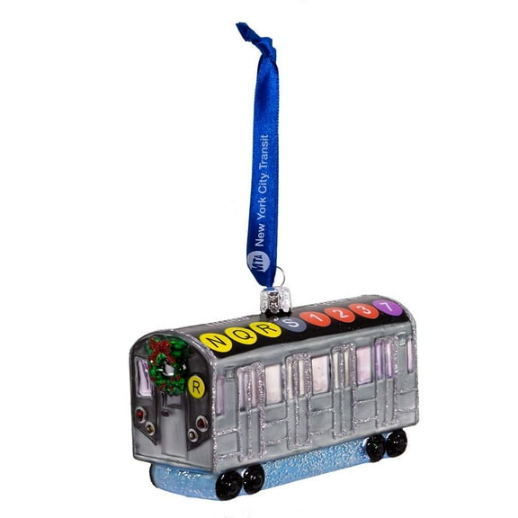 Kurt Adler 4.5-Inch Glass MTA Subway Car Ornament