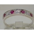 thumbnail image 2 of LBG 18k White Gold Natural Diamond and Ruby Womens Band Ring (0.18 cttw, H-I Color, I2-I3 Clarity), 2 of 5