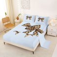 thumbnail image 2 of Manfei Cheetah Print Bowknot Bed Sheets 4pcs for Girls Women,Kids Teens Vintage Ribbon Bow Tie King Sheets,Luxury Bedroom Decor, 2 of 5