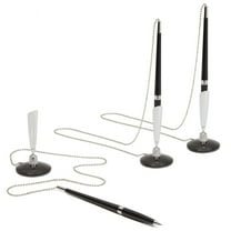 Desktop Pen - 1-Pack Counter Pens with Ball Chain, Security Gel Ink Pens for Bank, Office, Hotel Lobbies, Retail Stores, Anti-Theft Pen with Adhesive-Backed Base, Black, 0.5mm Ballpoint