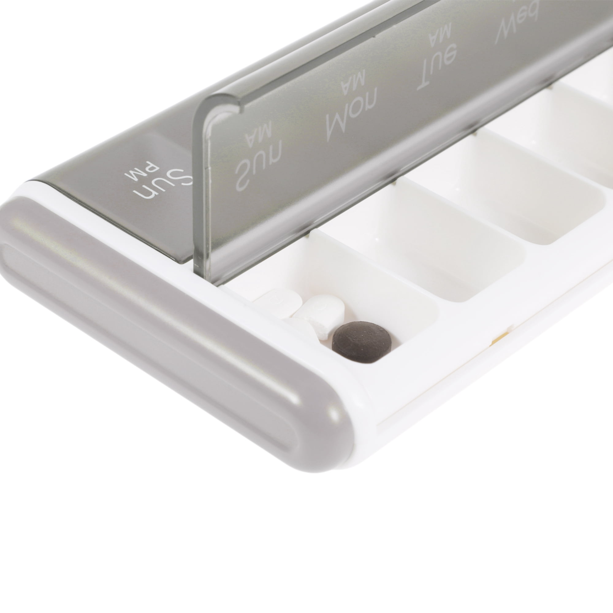 Unique Bargains 14 Grids Double Row Pill Case for Travel 1 Pc Gray