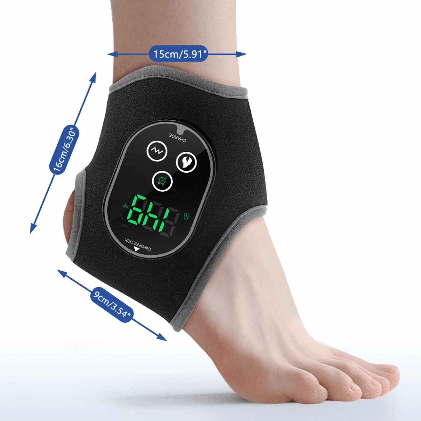 Cordless Heated Ankle Brace, Electric Foot and Ankle Massager with 4-Level Warming & 3-Speed Vibration, 3000mAh Long-Lasting Battery, 3 Auto Shut-Off Timer Settings, Lightweight & Portable