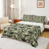 Manfei Dinosaur Print Twin Sheet Sets, Camouflage Bed Sheets Twin, Theme Bedding Sets Twin Size, Super Cozy Room Decorative, 3 Pieces