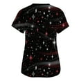 thumbnail image 4 of Dwellite Christmas Scrub Tops Women Xmas Tree Printed V Neck Short Sleeve Plus Size Scrubs Medical Uniform Shirts with Pockets Navy S, 4 of 5