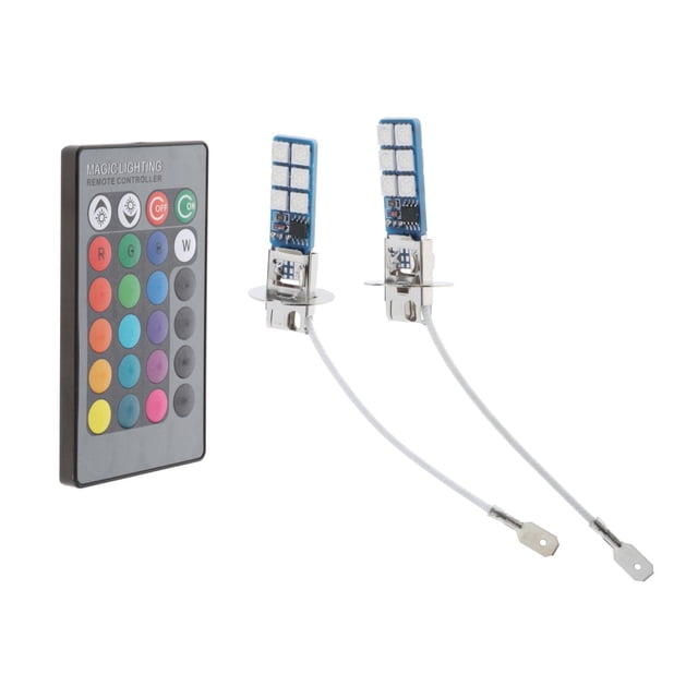 880881 H1 H3 RGB Bombillas LED, 2 piezas LED Kit de conversión de delanteros de automóvil, Luces antiniebla súper Bombillas de - Enchufe H3 Estilo B