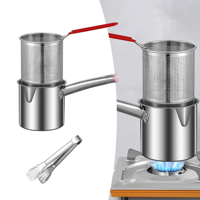 Deep Frying Pot Cookware with Strainer Basket for Kitchen Cooking Restaurant basket clip 1.2L