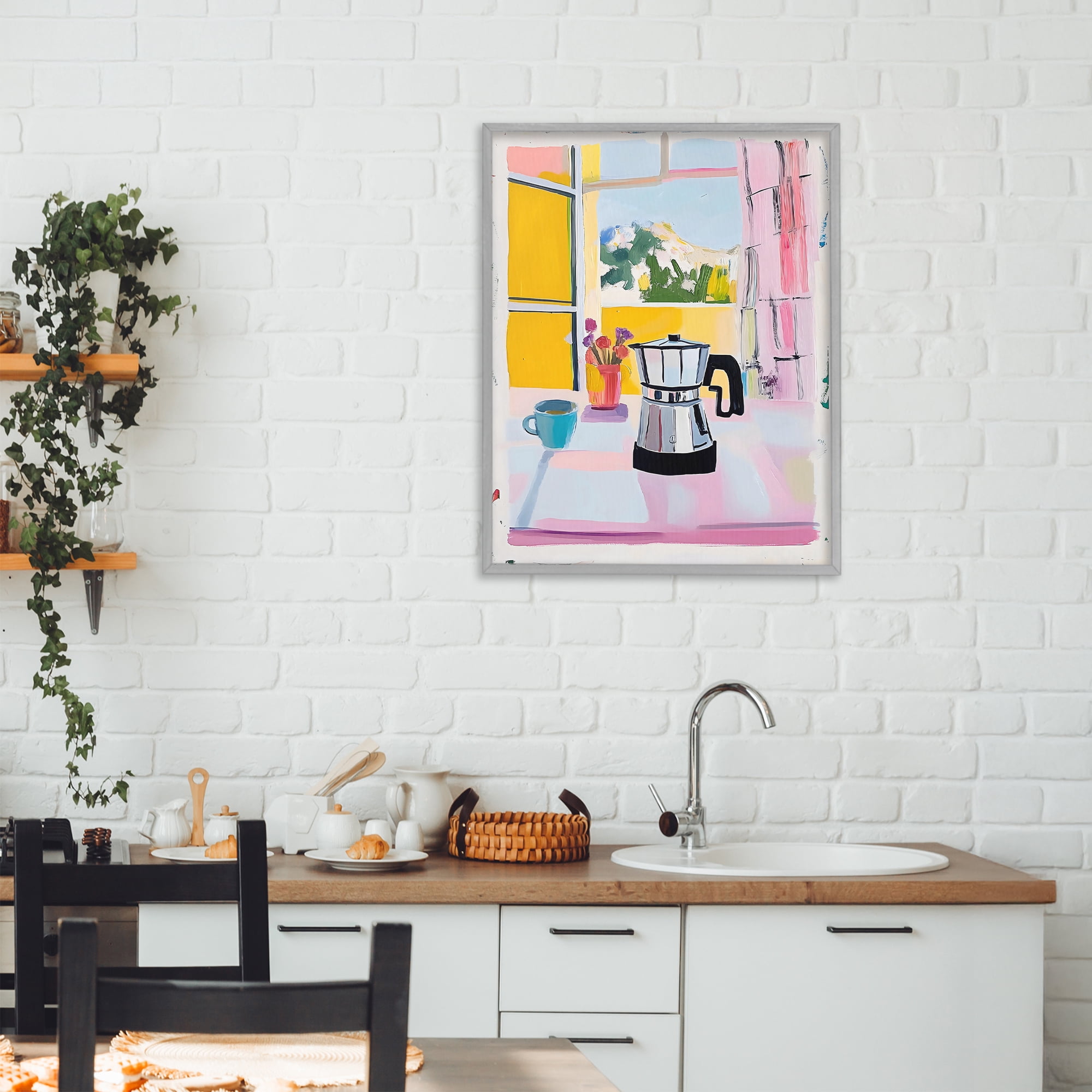 Stupell Industries Italian Moka Pot Kitchen Gray Framed Giclee Art, design by The Prints Vibe