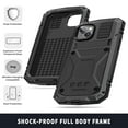 thumbnail image 5 of ELEHOLD for iPhone 13 6.1 Inch 2021 Case, Heavy Duty Armor Built-in Explosion-Proof Tempered Glass Screen Protector Wireless Charging Hang Rope Hidden Kickstand Shockproof Rugged Case,Black, 5 of 8