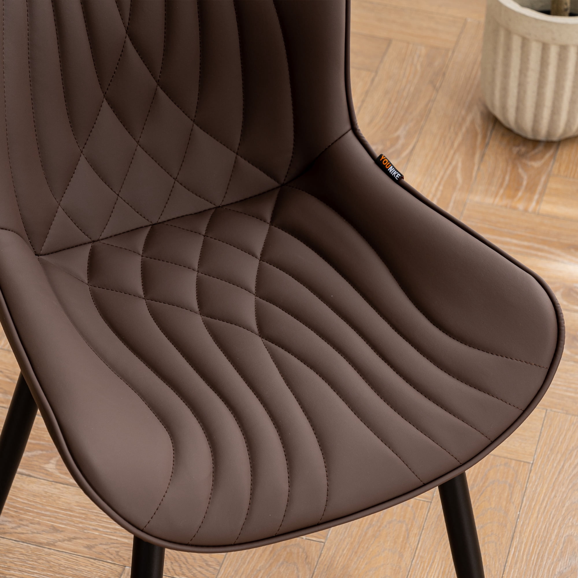 YOUNIKE Dining Chairs with Metal Legs Wing Backrest Set of 2 Upholstered Dinner Side Chair, Brown