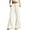 #White 1, variant on Vynhevius Women Solid Pants Wide‑Leg Elastic Drawstring Waist Pockets Loose Fit Casual Long Trousers
