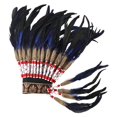 thumbnail image 1 of Tocado de plumas de jefe nativo americano para fiesta temática de baile o espectáculo Azul oscuro, 1 of 9