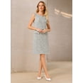 thumbnail image 2 of DARING DIVA Sleeveless Tweed Boat Neck Sheath Dress 2XL White, 2 of 7