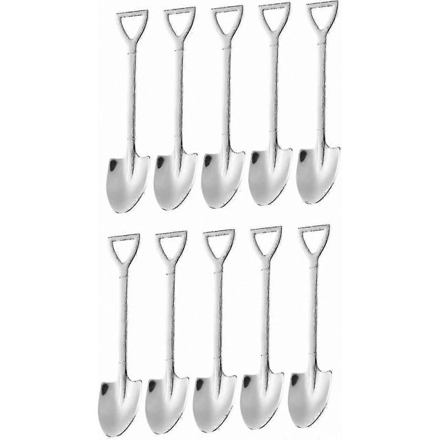 6-Inch Stainless Steel Dessert Spoons, Shovel Shape for Ice Cream & Fruit, 10-Pack for Home Kitchen Use
